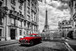 Framed - Red Car In Paris - Dark Gray
