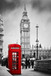 Framed Small - Red Phone Booth - Dark Gray