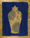 Framed Small - Sapphire And Gold Urn II By Tava Studios - Blue