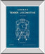 Locomotive Blueprint II By Wild Apple Portfolio - Mirror Framed Print Wall Art - Blue