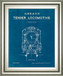 Locomotive Blueprint II By Wild Apple Portfolio - Framed Print Wall Art - Blue