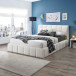 Hilar White Boucle Platform Bed King Size