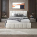Hilar White Boucle Platform Bed King Size by Ashcroft Furniture
