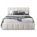 Hilar White Boucle Platform Bed Queen Size
