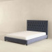 Donald Mid Century Modern Gray Velvet Platform Bed Queen Size