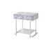 Wither - Accent Table - White Printed Faux Marble & Chrome