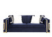 Virrux - Sofa With 6 Pillows - Blue Velvet & Gold