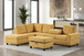 Aska Heights reversible sectional sofa in Mustard, three-quarter front view