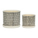 Ceramic Planter With Saucer 6 / 8" (Set of 2) - Beige / Brown