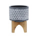 Ceramic Aztec Planter On Wooden Stand 5"