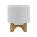 Chevron Planter With Stand 8" - White