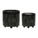 Textured Planters 6 / 8" (Set of 2) - Shiny Black