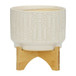 Ceramic Circles Planter On Stand 7" - White