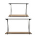Metal / Wood Swing Like Wall Shelves 12 / 14" (Set of 2) - Light Brown