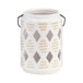 Ceramic Diamond Cut-Out Lantern 6" - Ivory