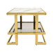 Metal / Marble Glass Side Table - Gold / White