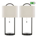Porto - 28" Metal Table Lamp With Wireless Charging - Oil Bronze And Natural Linen Shade from Grandview Gallery (Set of 2)