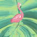Fancy Flamingo On Palm By Julie Derice (Framed) - Green