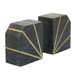 Marble Polished Bookends With Gold Inlays 5" (Set of 2) - Black