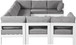 Nizuc - Outdoor Patio 9 Piece Modular Sectional With White Frame