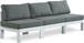 Nizuc - Outdoor Patio 3 Seat Armless Modular Sofa With White Frame