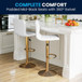 Vincent Modern White Vinyl Adjustable Bar Stool with Back, Counter Height Swivel Stool with Gold Pedestal Base, Set of 2