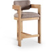 Sacha - Linen Stool With Natural Base