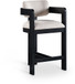 Sacha - Linen Stool With Black Base