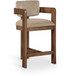Sacha - Velvet Stool With Brown Base