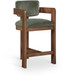 Sacha - Velvet Stool With Brown Base