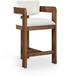 Sacha - Velvet Stool With Brown Base