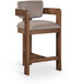 Sacha - Velvet Stool With Brown Base
