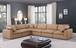 Comfy - 6 Piece Faux Leather Modular Corner Sectional - Tan
