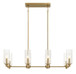 Willow - 8 Lights Island With Clear Ribbed Pendant Lamp Satin - Antique Brass / Clear / Gold