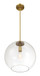 Gleam - Single Light Pendant Lamp With Clear Globe Satin - Antique Brass / Clear / Gold