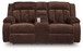 Free Wake - Double Relcining Power Loveseat With Console - Chocolate