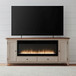 Fireplace TV Consoles - 80" Console With Fire FTS Set - Brown / White