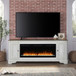 Fireplace TV Consoles - 244 82" Console With Fire FTS - White