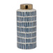 Ceramic 13" Jar With Gold Lid - Blue