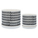 Ceramic Zigzag Planter With Saucer 6 / 8" (Set of 2) - Black