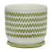 Ceramic Zigzag Planter With Saucer 8" - Olive
