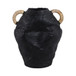 13" Terracotta Jug Vase With Rattan Handles - Black