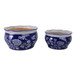 10" / 12" Round Chinoiserie Planters (Set of 2) - Blue / White