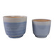 10" / 12" Reactive Glazed Planters (Set of 2) - Light Blue