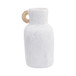 13" Textured Terracotta Vase With Rattan Handle - White