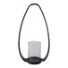 Tall Rounded Lantern With Glass - Black