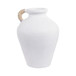 17" Textured Terracotta Vase With Rattan Handle - White