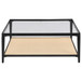 Amherst - Glass Top Metal with Cane Shelf Table