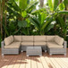 Seating Set With Cushions Handcrafted Wicker Design