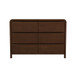 Lionel - Mid-Century Modern Solid Wood 6 Drawer Dresser - Brown